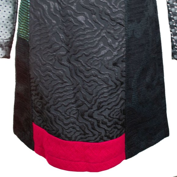 DESIGUAL Embroidered Long Sleeve Patterned Cotton/Wool Blend Coat - Picture 8 of 16